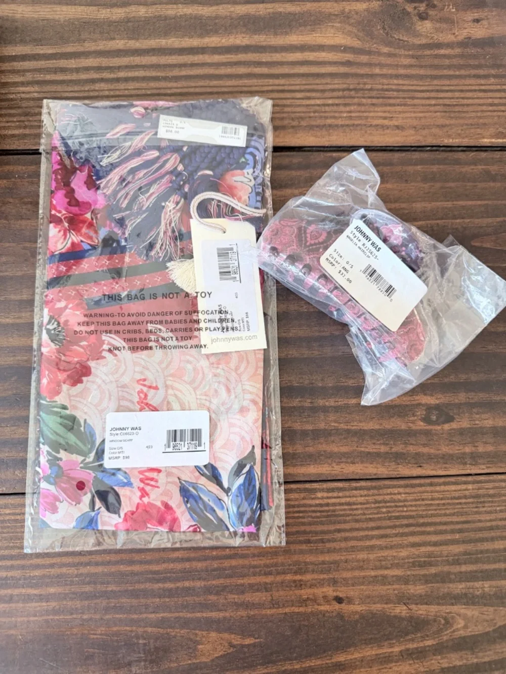 Johnny Was Silk Scarf & Angelia Hairclip Bundle NWT